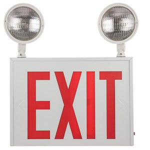 2 Light 4.5 watt 120/277 volt White Panel / Red Letters Exit/Emergency Combo Light