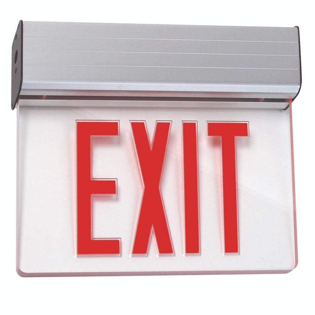 120/277 volt Clear Panel / Red Letters Edge Lit LED Exit Light Sign