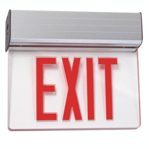 120/277 volt Clear Panel / Red Letters Edge Lit LED Exit Light Sign