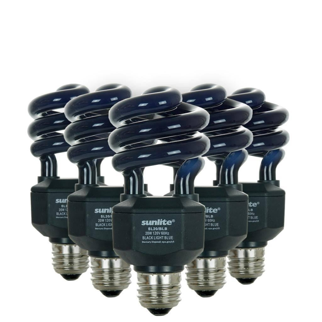 20 watt 120 volt T3 Medium Screw Base Black Light Blue Compact Fluorescent Light Bulb