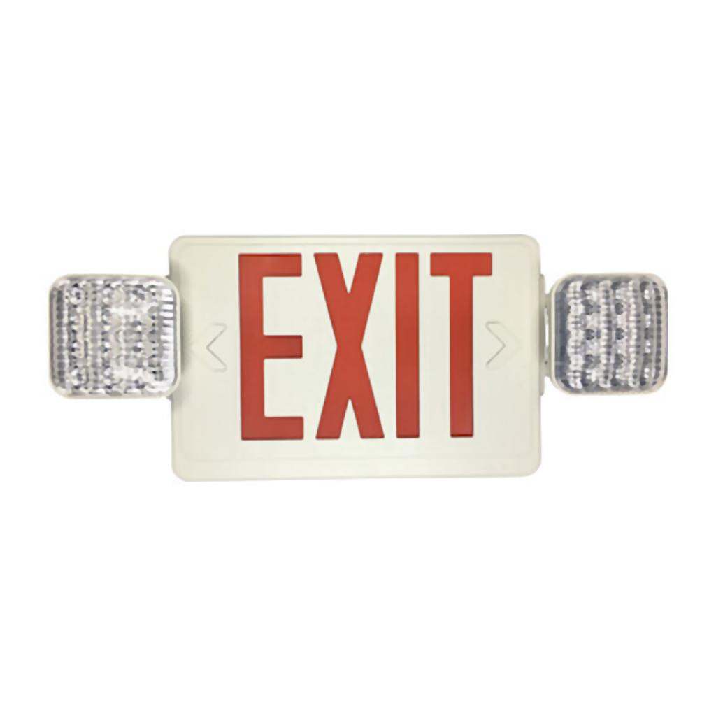 Eiko 1/3.5/4 watt 120/277 volt White Housing Red Exit Sign with Emergency Light