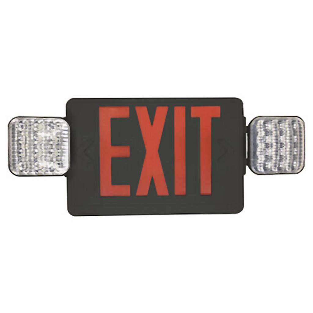 Eiko 1/3.5/4 watt 120/277 volt Black Housing Red Exit Sign with Emergency Light