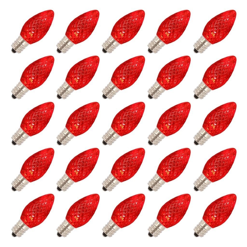 0.4 watt 120 volt C7 Candelabra Screw Base Red LED (25 pack)