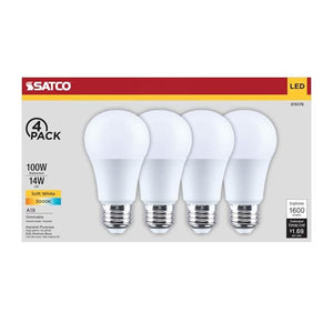 14 watt 120 volt A19 Medium Screw Base 3000K Natural White LED Light Bulb (4 Pack) - Image 3