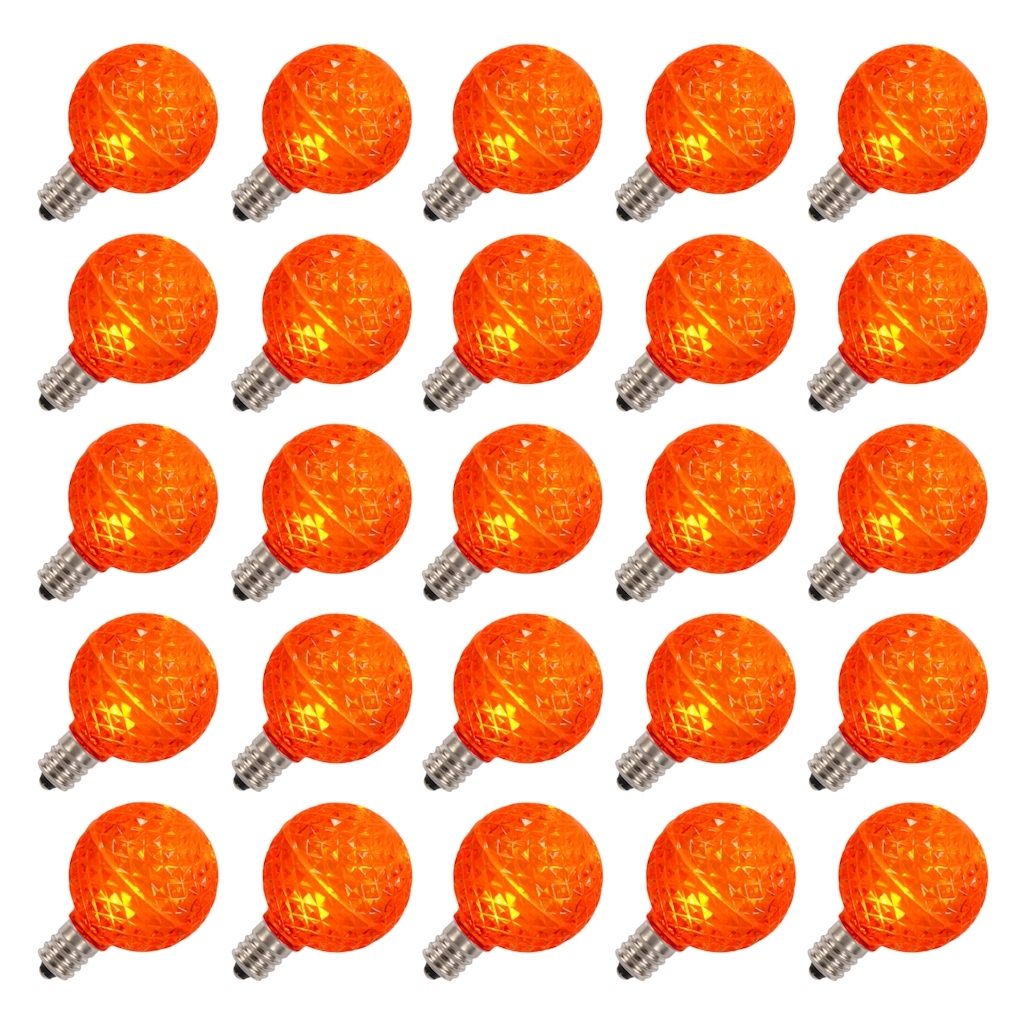 0.45 watt G50 Intermediate Screw Base Orange Faceted LED (25 pack)