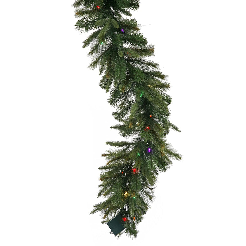 Vickerman 9' x 14" Artificial Cashmere Pine Garland 100 Multi-Color Italian LED Lights