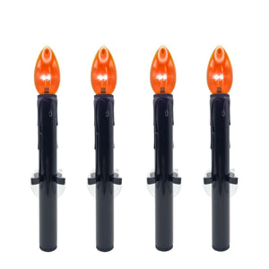 8.7" Black/Orange LED Suction Cup Window Candle with Remote Control (4 Pack)