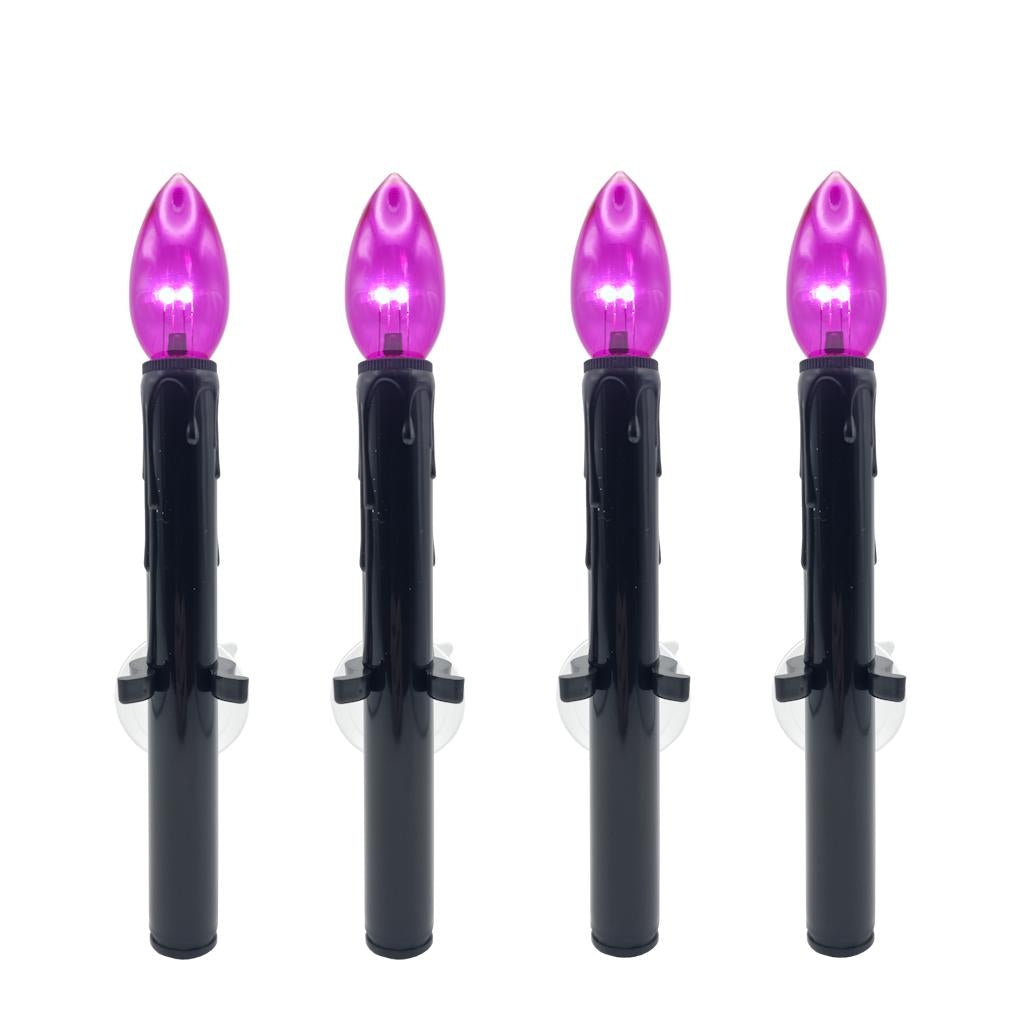 Celestial Lights 8.7" Black/Purple LED Suction Cup Window Candle with Remote Control (4 Pack)