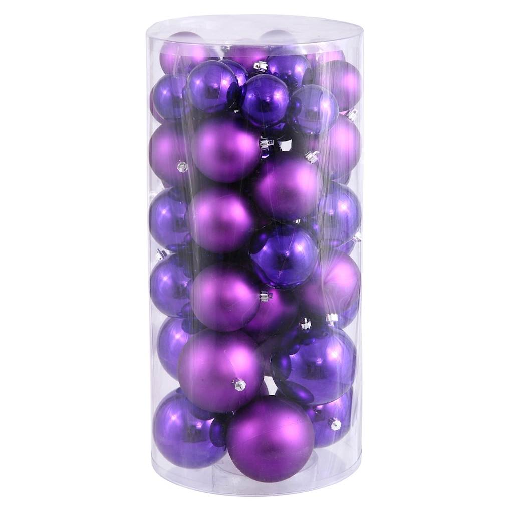 Vickerman 2.4" / 3" / 4" Purple Shiny Matte Ball Ornament (50 pack)