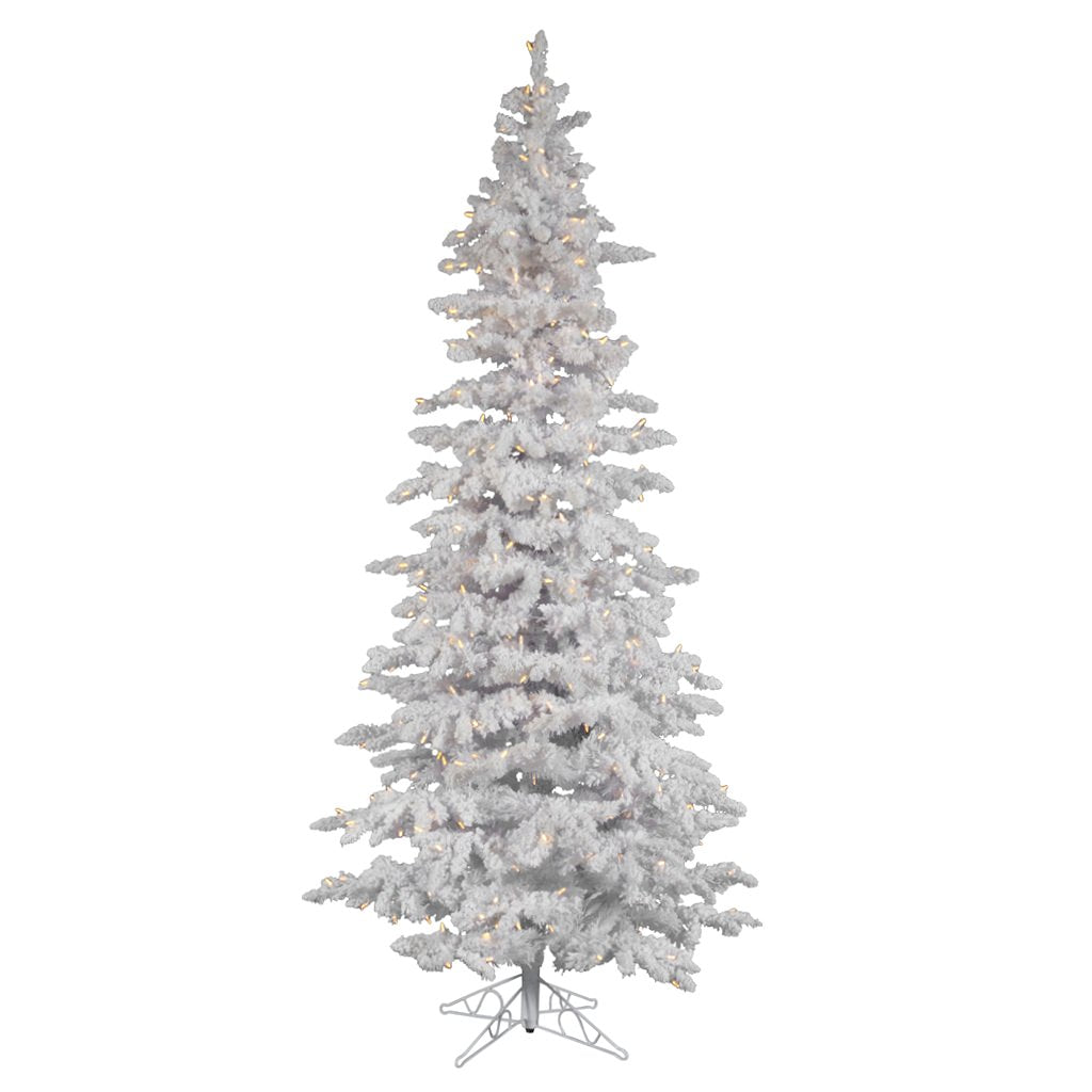 9' X 49" Artificial Flocked White Slim 550 Warm White Italian LED Lights