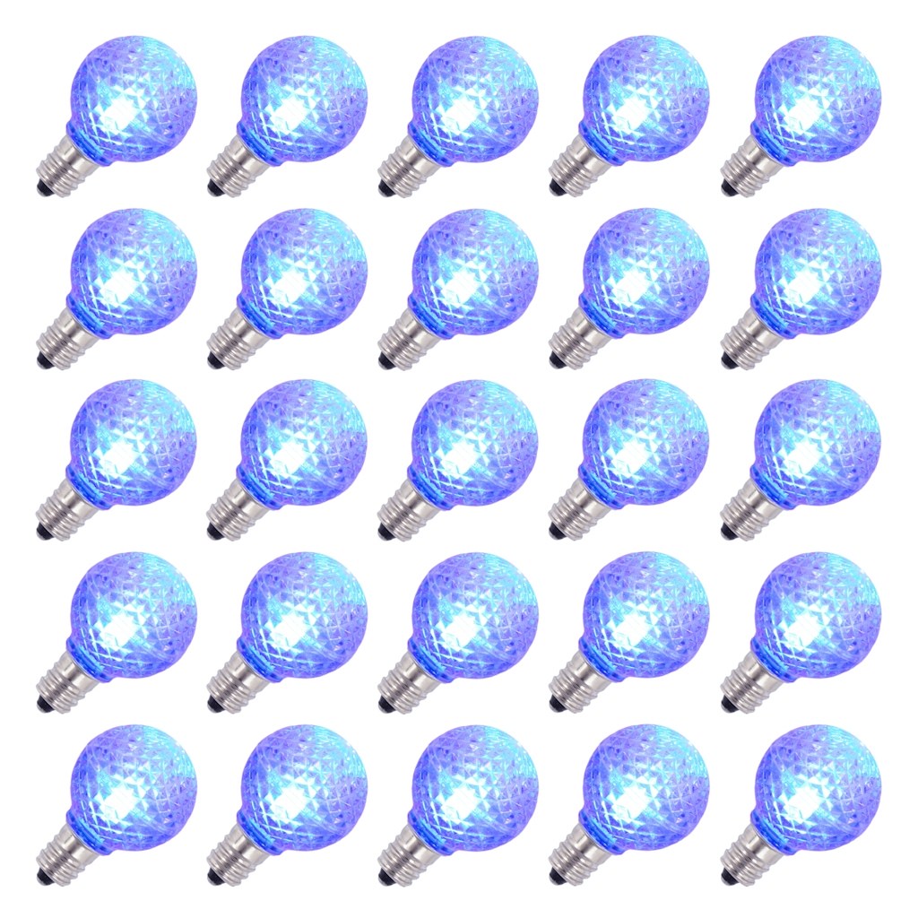 0.4 watt G30 Candelabra Screw Base Blue Faceted LED (25 pack)