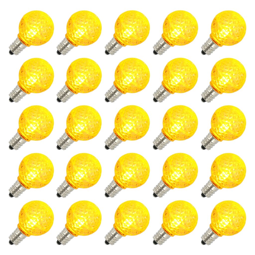 0.5 watt G30 Candelabra Screw Base Yellow Faceted LED (25 pack)