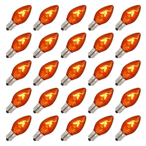 5 watt 130 volt C7 Candelabra Screw Base Transparent Amber (25 pack)
