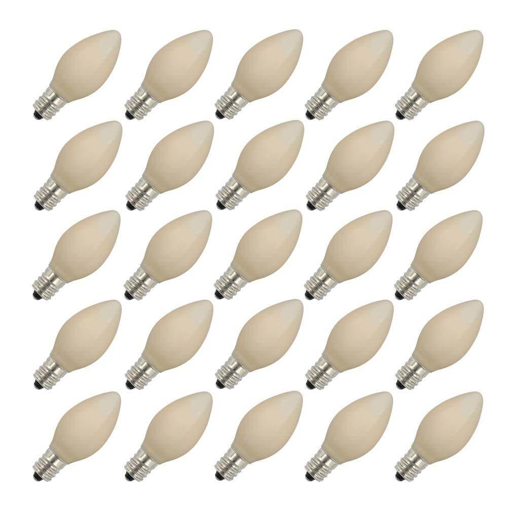 5 watt 130 volt C7 Candelabra Screw Base Ceramic White (25 pack)