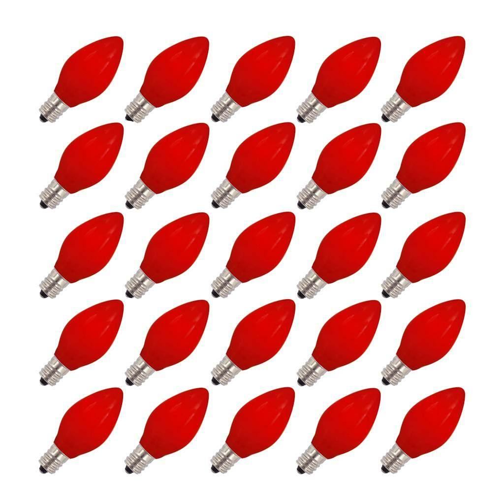 5 watt 130 volt C7 Candelabra Screw Base Ceramic Red (25 pack)