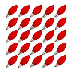 5 watt 130 volt C7 Candelabra Screw Base Ceramic Red (25 pack)