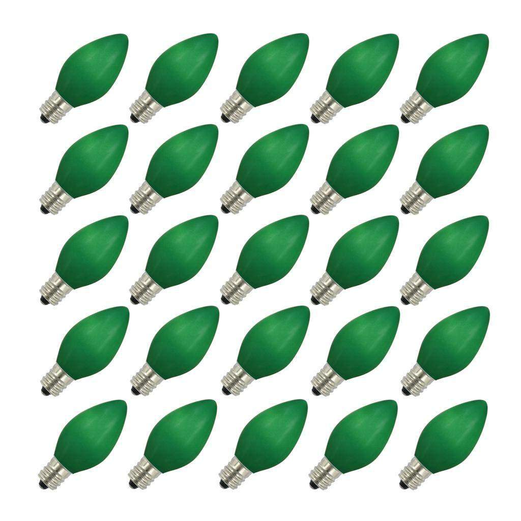5 watt 130 volt C7 Candelabra Screw Base Ceramic Green (25 pack)
