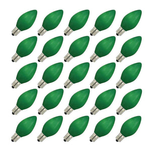 5 watt 130 volt C7 Candelabra Screw Base Ceramic Green (25 pack)