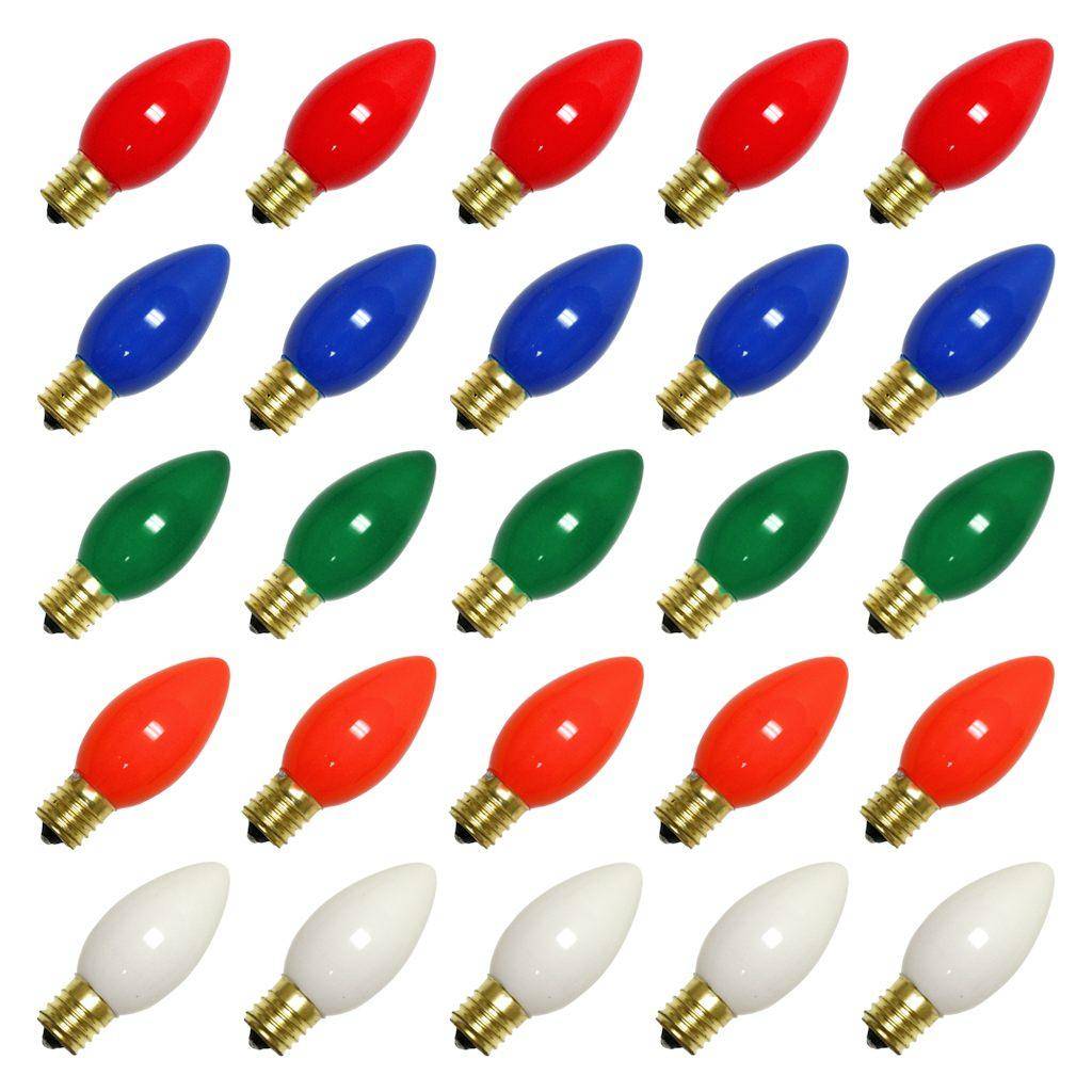 7 watt 130 volt C9 Intermediate Screw Base Ceramic Multi-Color (25 pack)