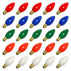 7 watt 130 volt C9 Intermediate Screw Base Ceramic Multi-Color (25 pack)