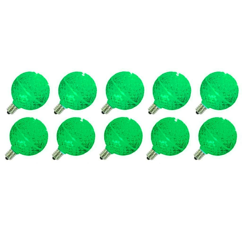 0.4 watt G50 Candelabra Screw Base Green Faceted LED (10 pack)
