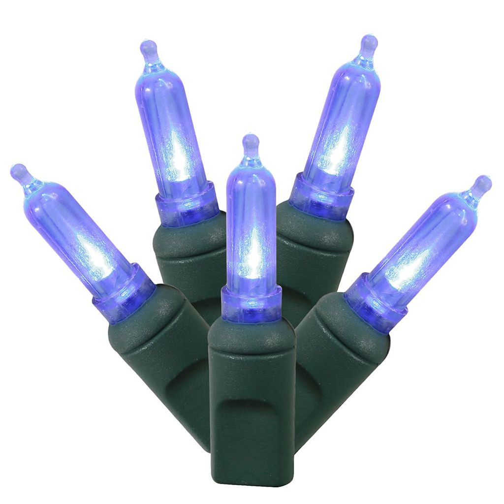 Vickerman 50 Light 25' Green Wire Blue Italian LED Miniature String with 6" Spacing