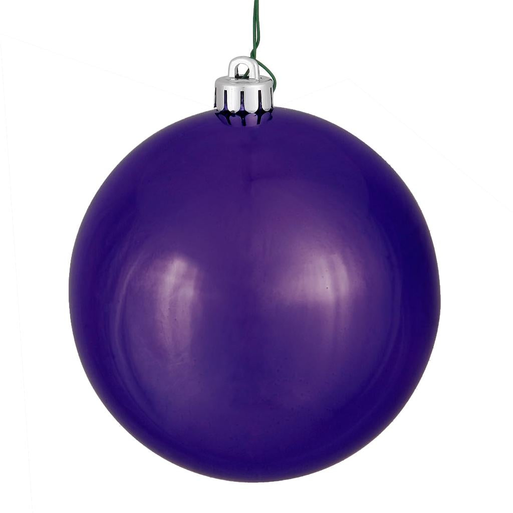 Vickerman 4" Plum Shiny Ball Ornament (6 pack)