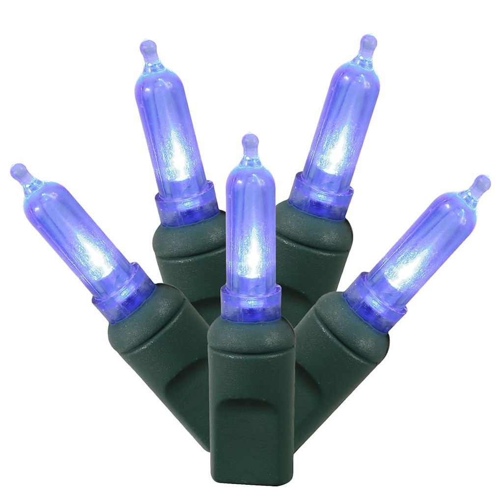Vickerman 100 Light 34' Green Wire Blue Italian LED Miniature String with 4" Spacing