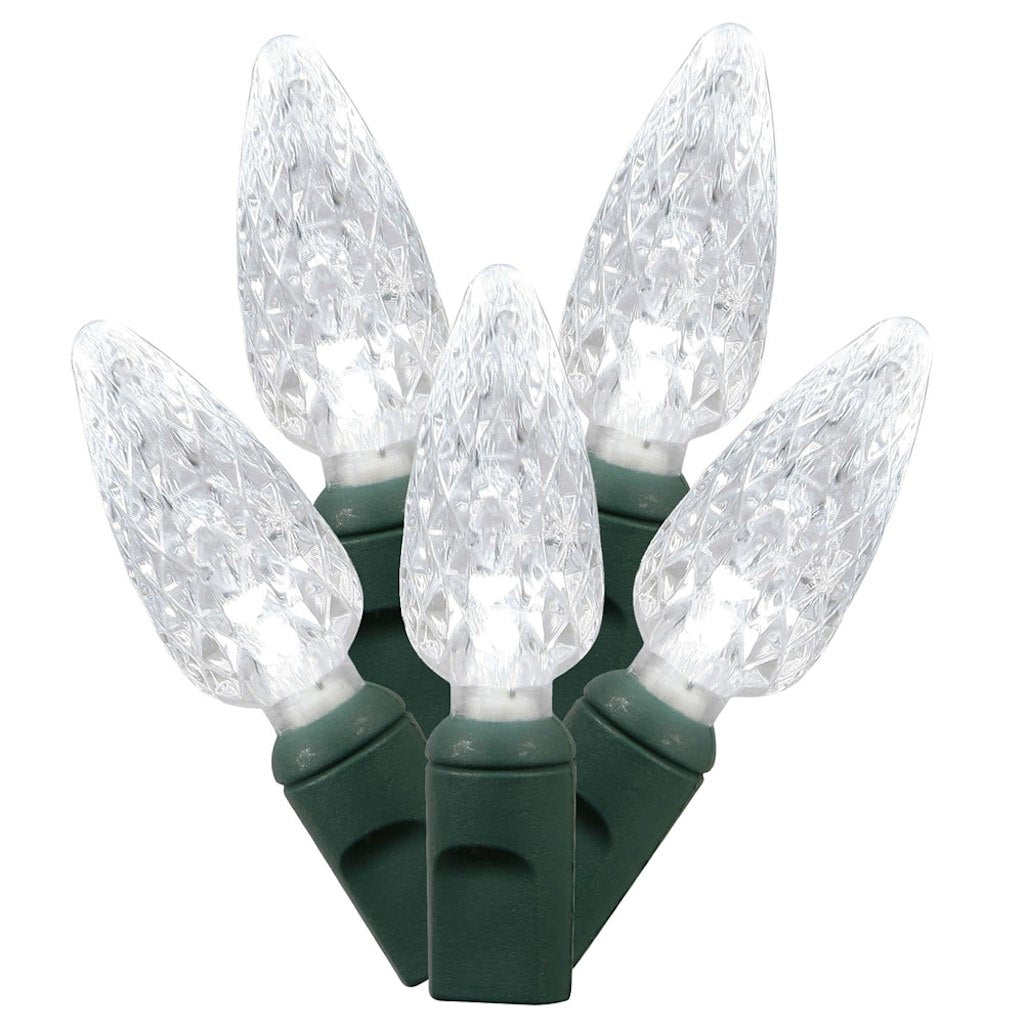 Vickerman 100 Light 34' Green Wire Pure White C6 LED String with 4" Spacing