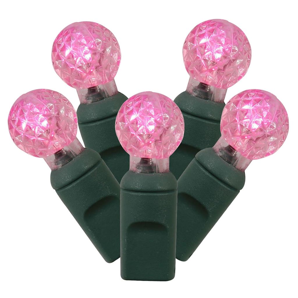 Vickerman 100 Light 34' Green Wire Pink G12 Berry LED Miniature String with 4" Spacing