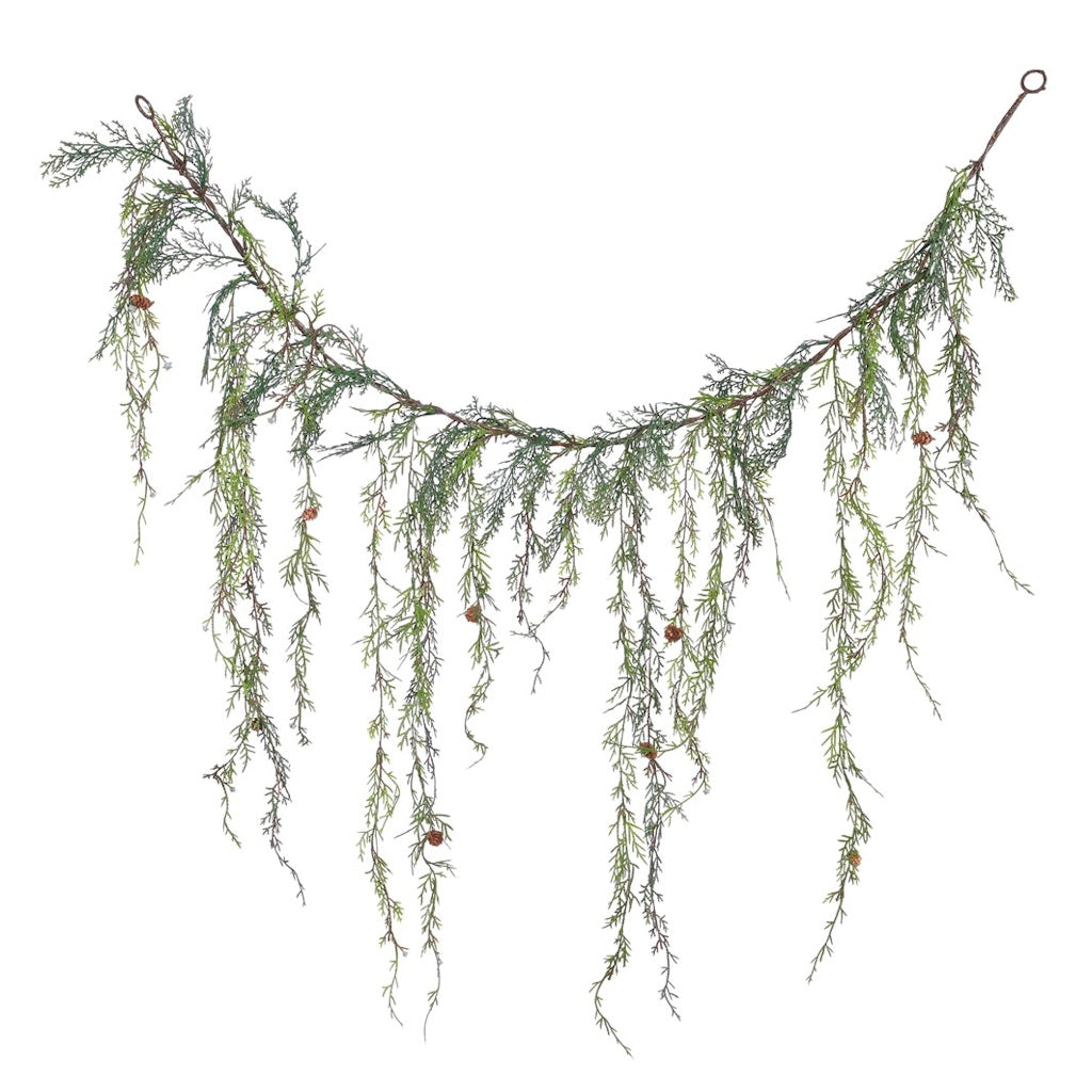 4' Artificial Weeping Cedar Garland with Pine Cones