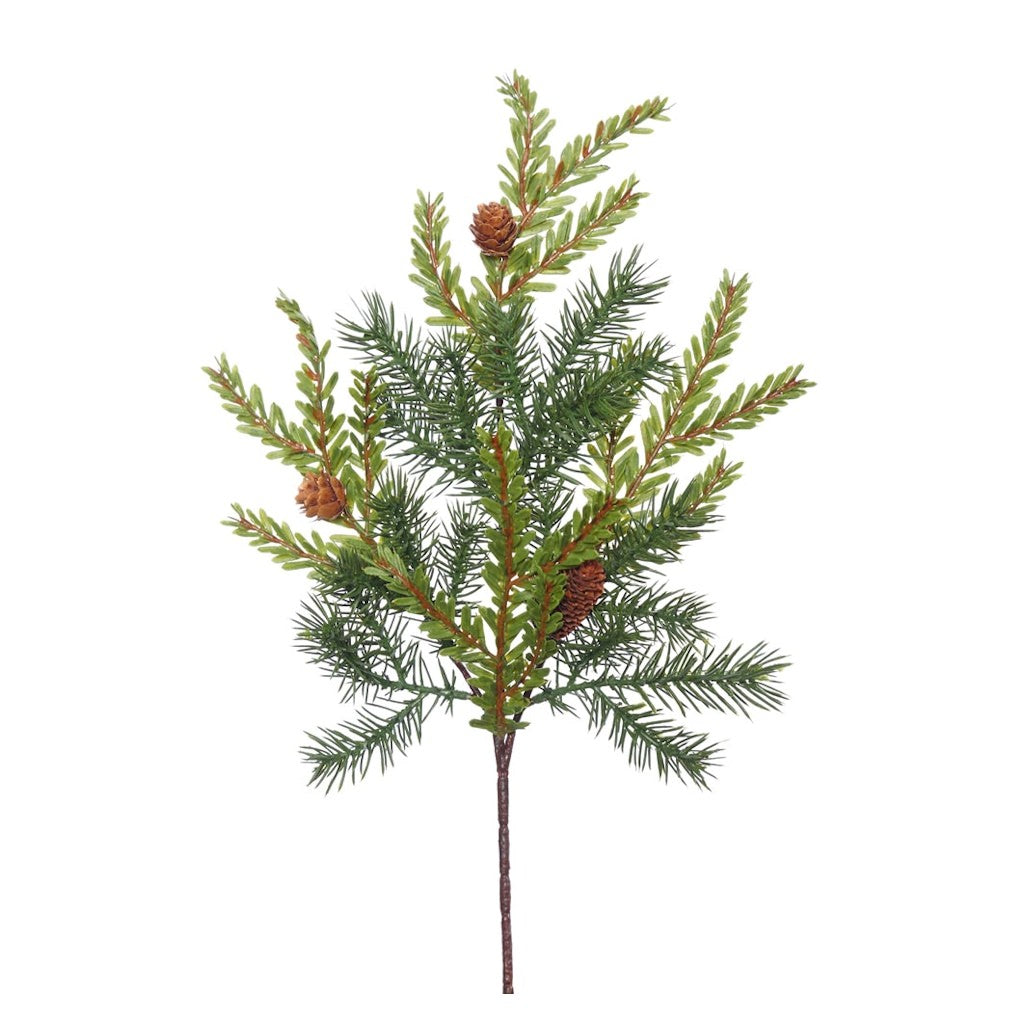 18" Artificial Hemlock / Angel Pine Spray with Pine Cones