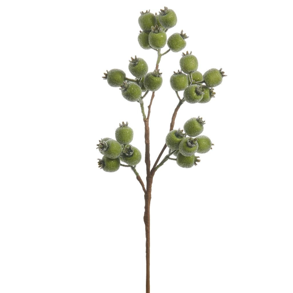 21" Green Iced Berry Spray