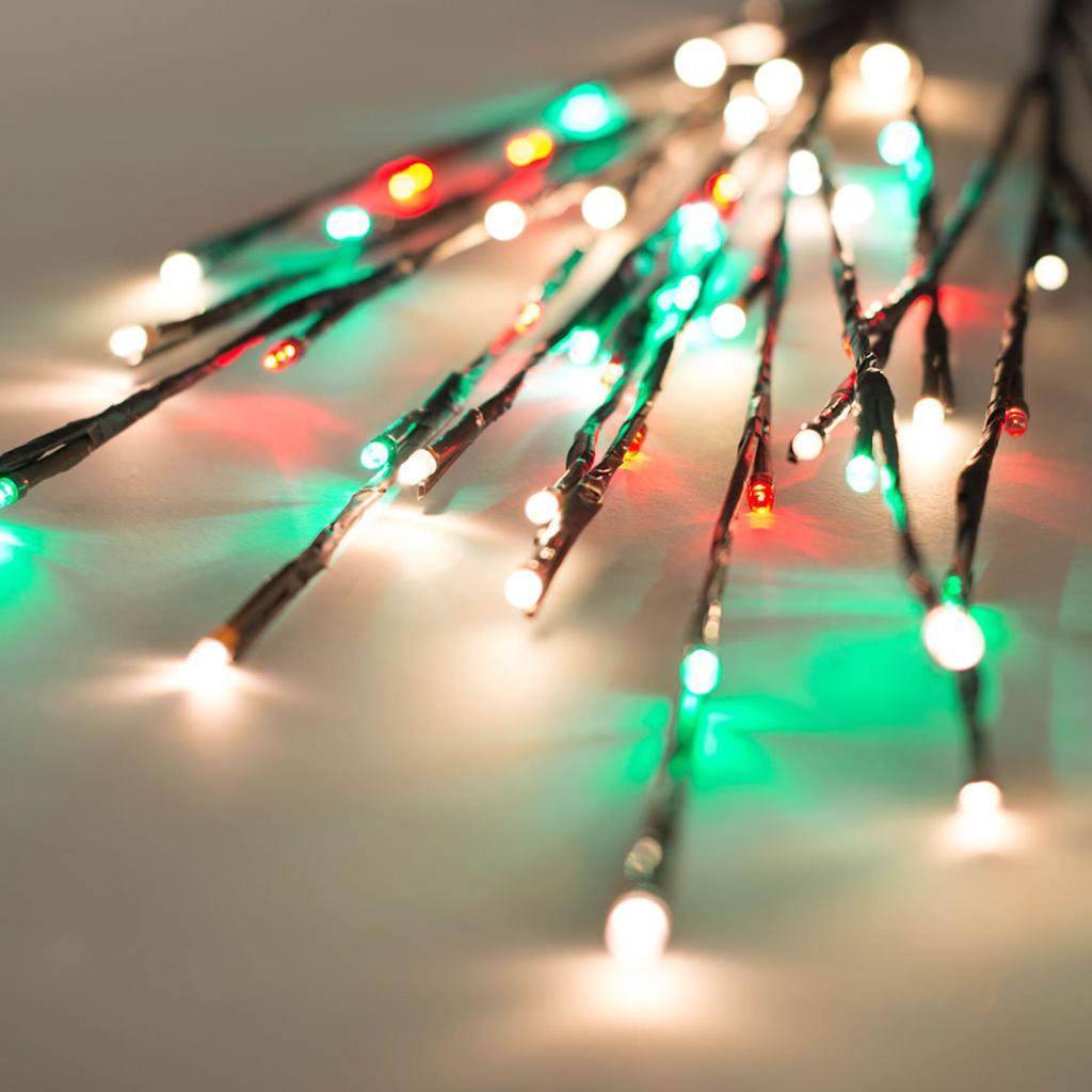 Vickerman 36" Artificial Brown Twig Electric Wide Angle LED Lighted Branch (60 Red / White / Green)