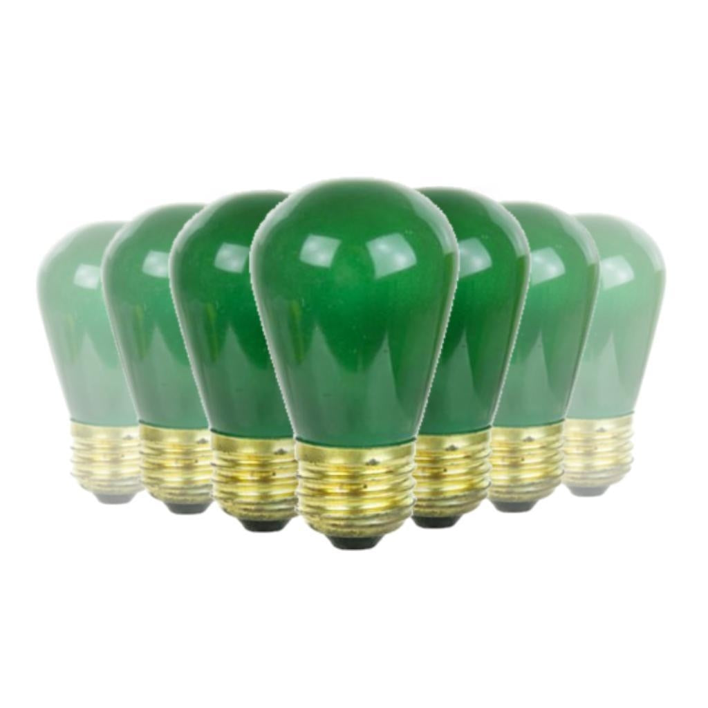11 watt S14 Medium Screw Base Green Incandescent Light Bulb (12 Pack)