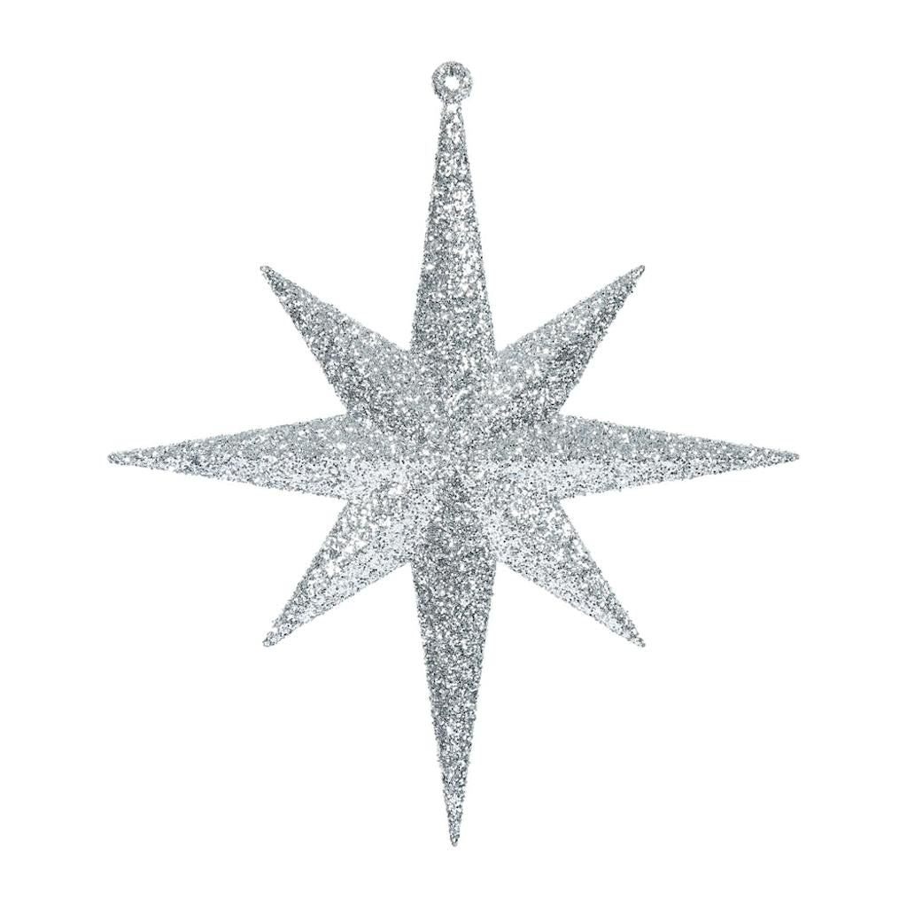 Vickerman 8" Silver Glitter Bethlehem Star Ornament (4 pack)