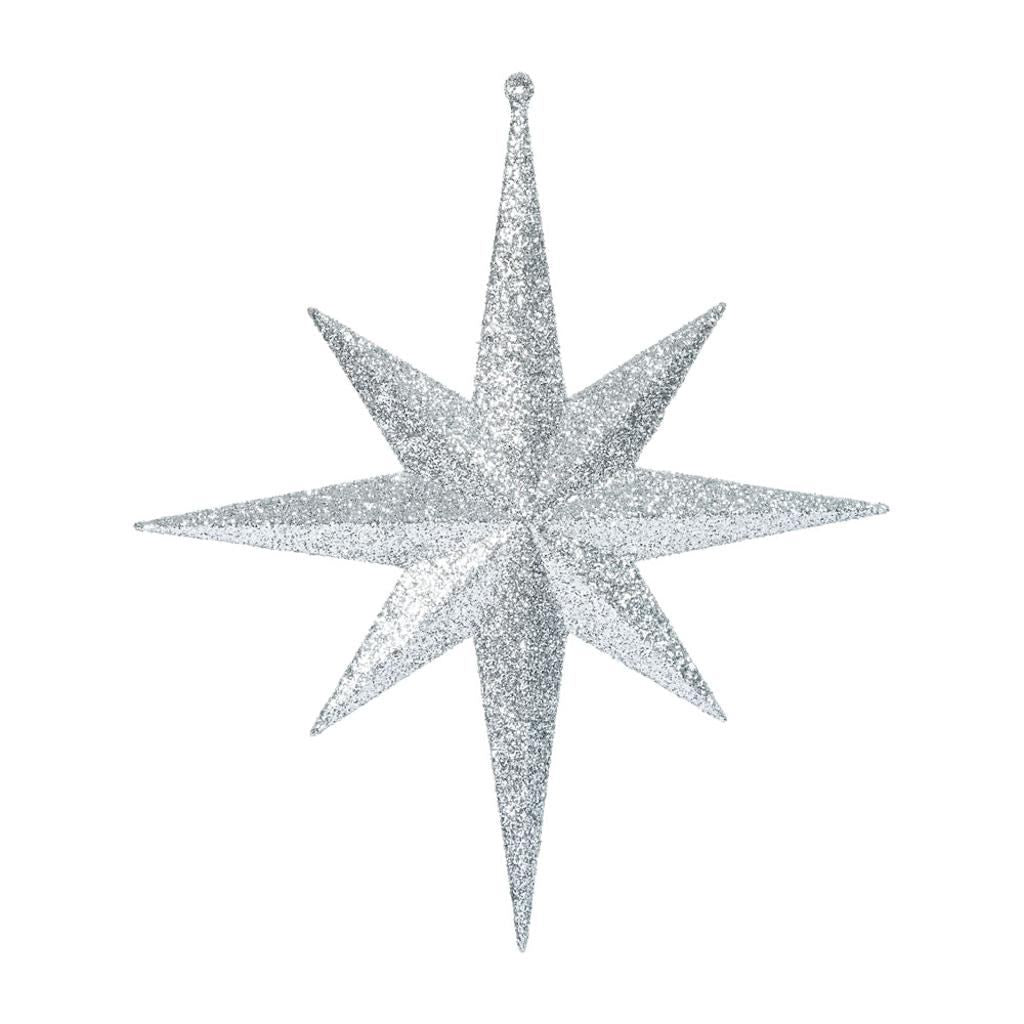 Vickerman 12" Silver Glitter Bethlehem Star Ornament (2 pack)