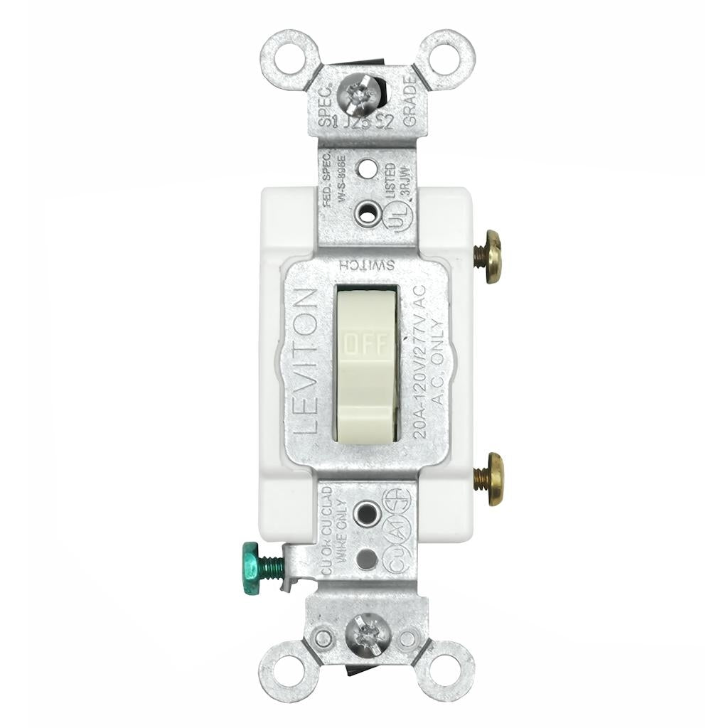 Single-Pole 20A 120/277 volt Light Almond Toggle Wall Switch