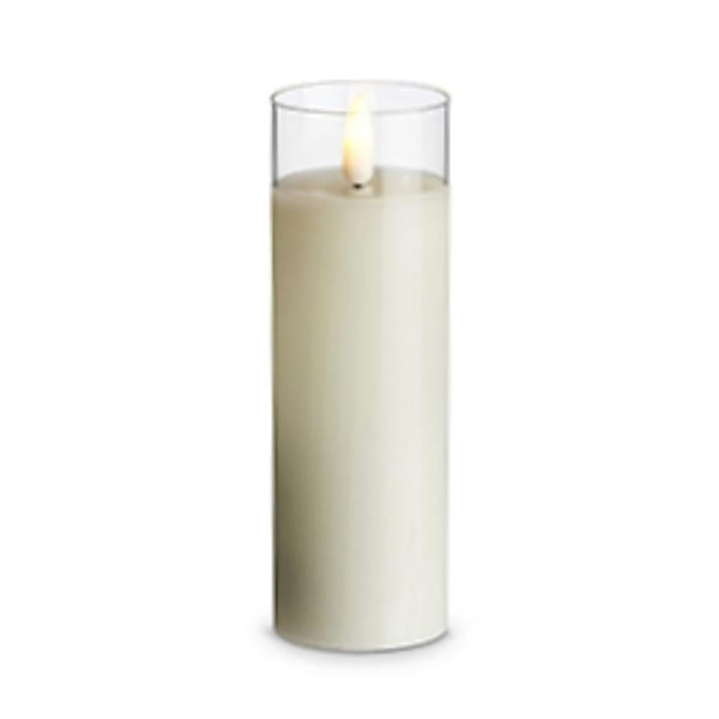 2" x 6" Ivory Wax Clear Glass LED Pillar Candle with Timer