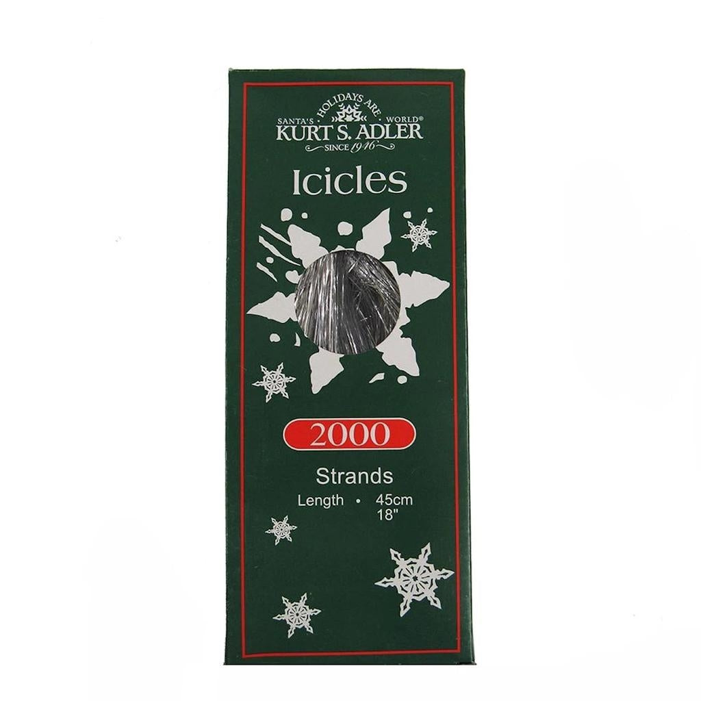 18" Silver Tinsel Icicles (2,000 Strand Pack)