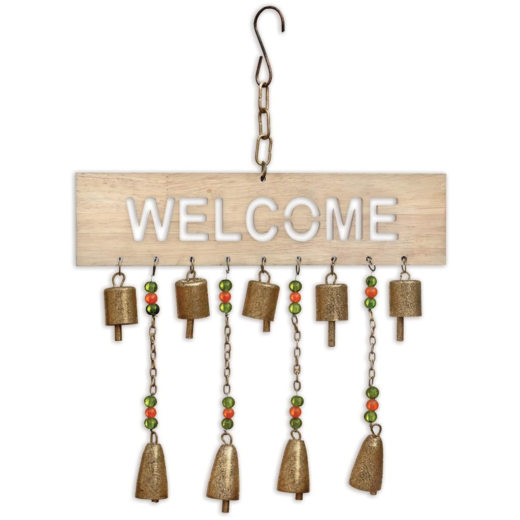 Sunset Vista Designs 12" Hanging Welcome Sign with Bells