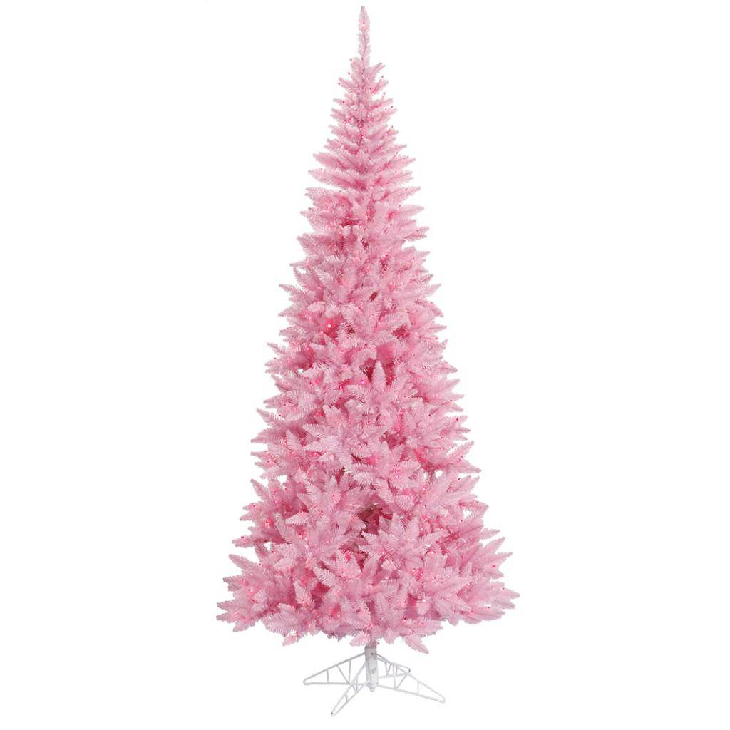 Vickerman 9' x 46" Pink Slim Fir Tree with 700 Pink LED Lights