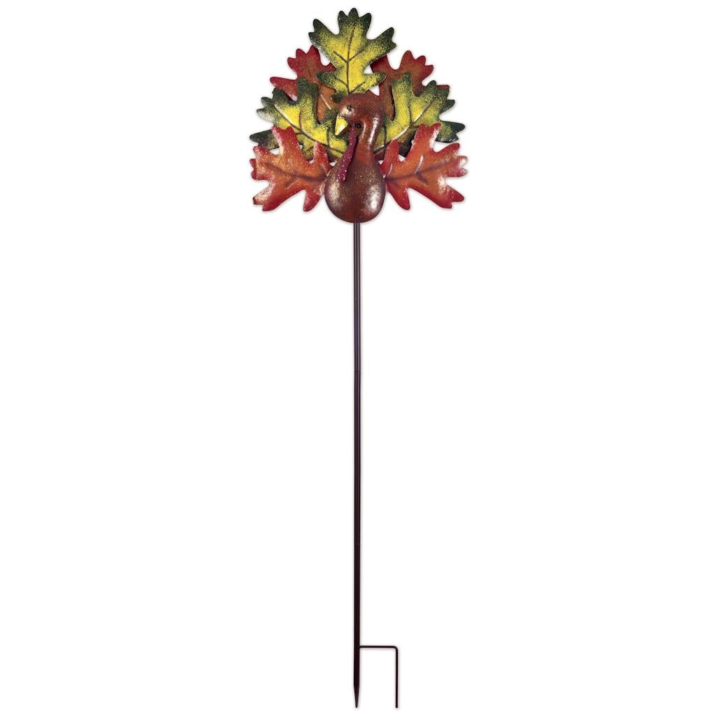 Sunset Vista Designs 13" Turkey Fall Leaves Garden Stake