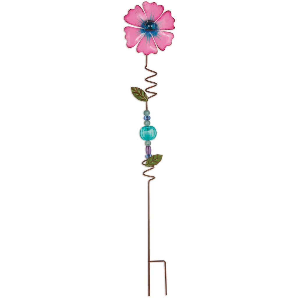 Sunset Vista Designs Spiral Pink Flower Mini Stake