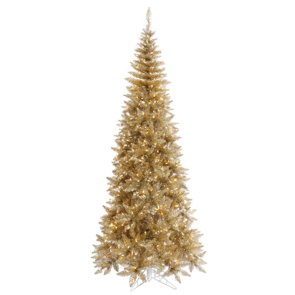 Vickerman 9' x 46" Champagne Slim Tree with 700 Warm White LED Lights