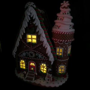12" Battery Operated Lighted Gingerbread House - Image 3
