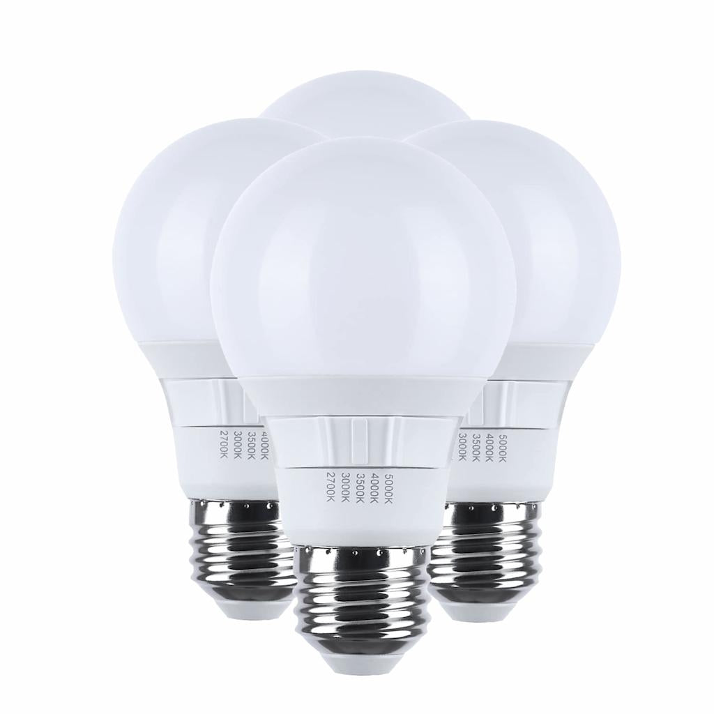 6 watt 120 volt A19 Medium Screw Base CCT Selectable LED Light Bulb (4 Pack)