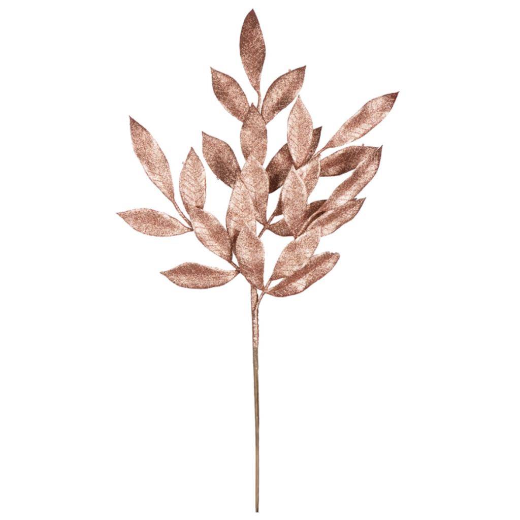 Vickerman 22" Rose Gold Glitter Bay Leaf Spray (12 pack)