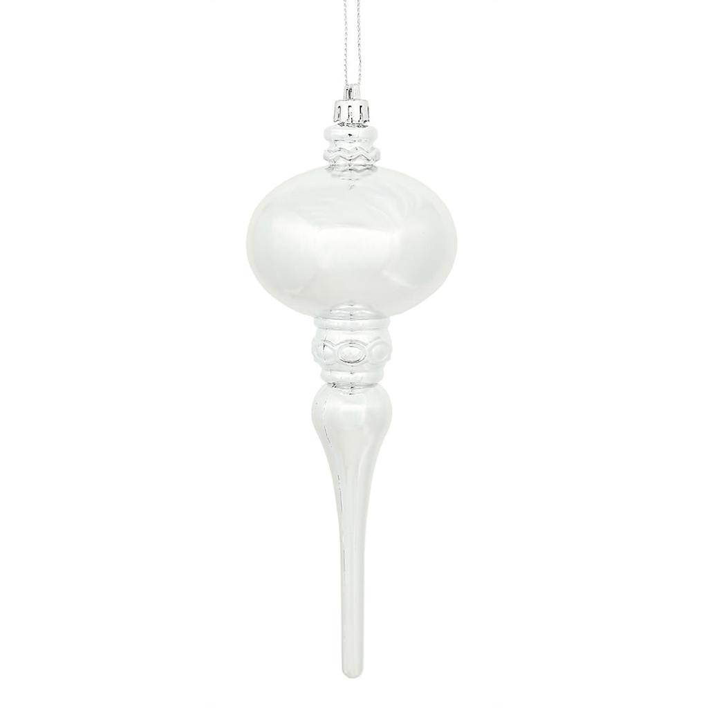 Vickerman 8" Silver Shiny Finial Ornament (3 pack)