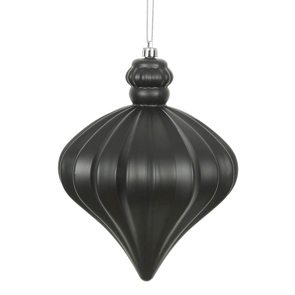 Vickerman 6" Black Matte Onion Drop Ornament (4 pack)